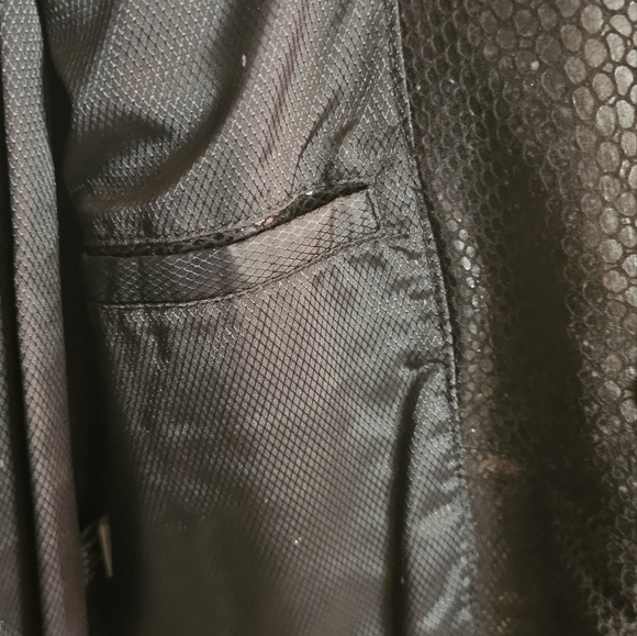 Metallic Black Snakeskin Leather Suede Mid  length blazer Jacket Size Medium - Picture 6 of 9